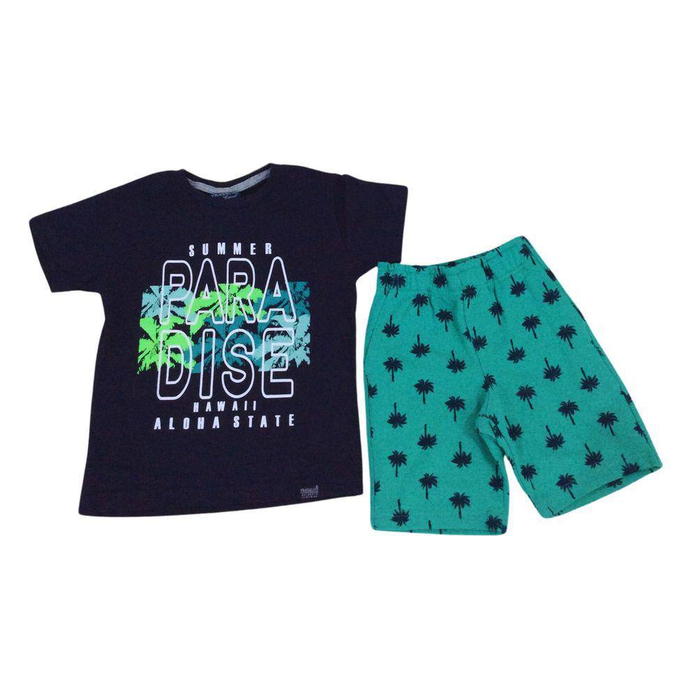 Conjunto Vrasalon Verão Masc Marinho e Verde