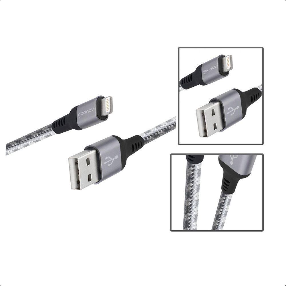 Cabo Lightning Ultra Resistente 1,5m Nylon Trançado Titanium