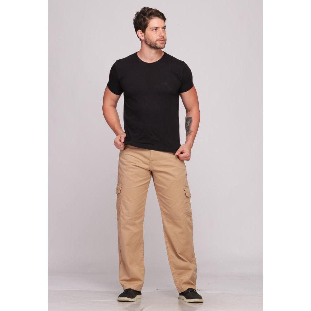 Calça Cargo Macaw Sarja 7888 Bege [F075]