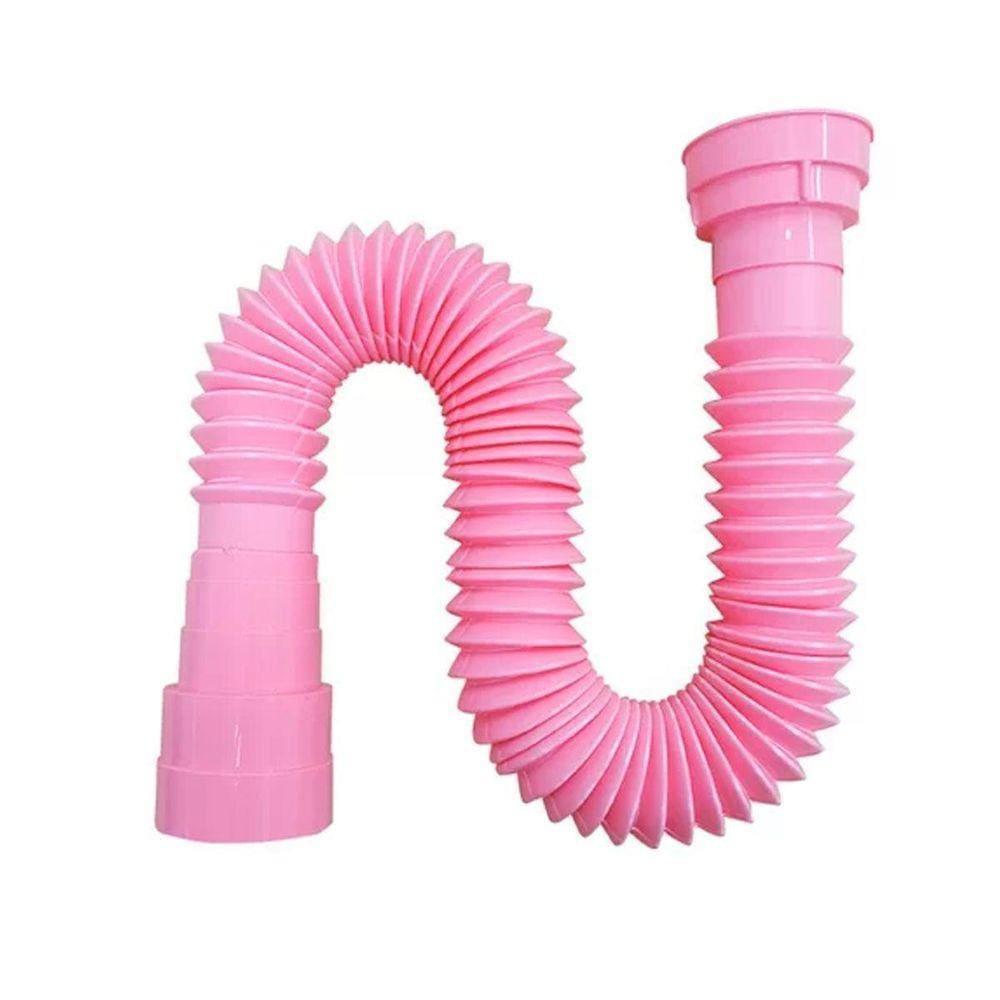 Sifão Sanfonado Multiuso Lavatório/Pia/Tanque 72Cm Rosa