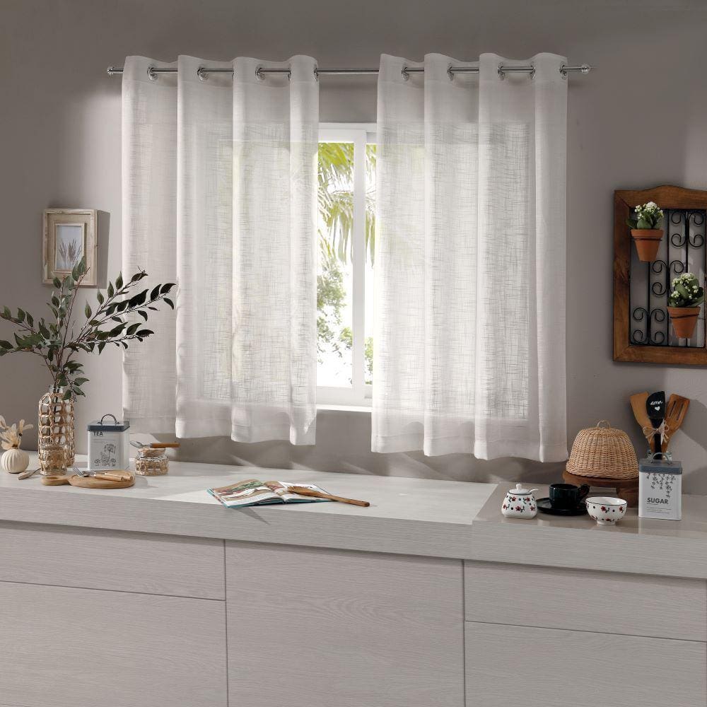 Cortina Cozinha Linhão 2,60x1,20 Branco - Bella Janela