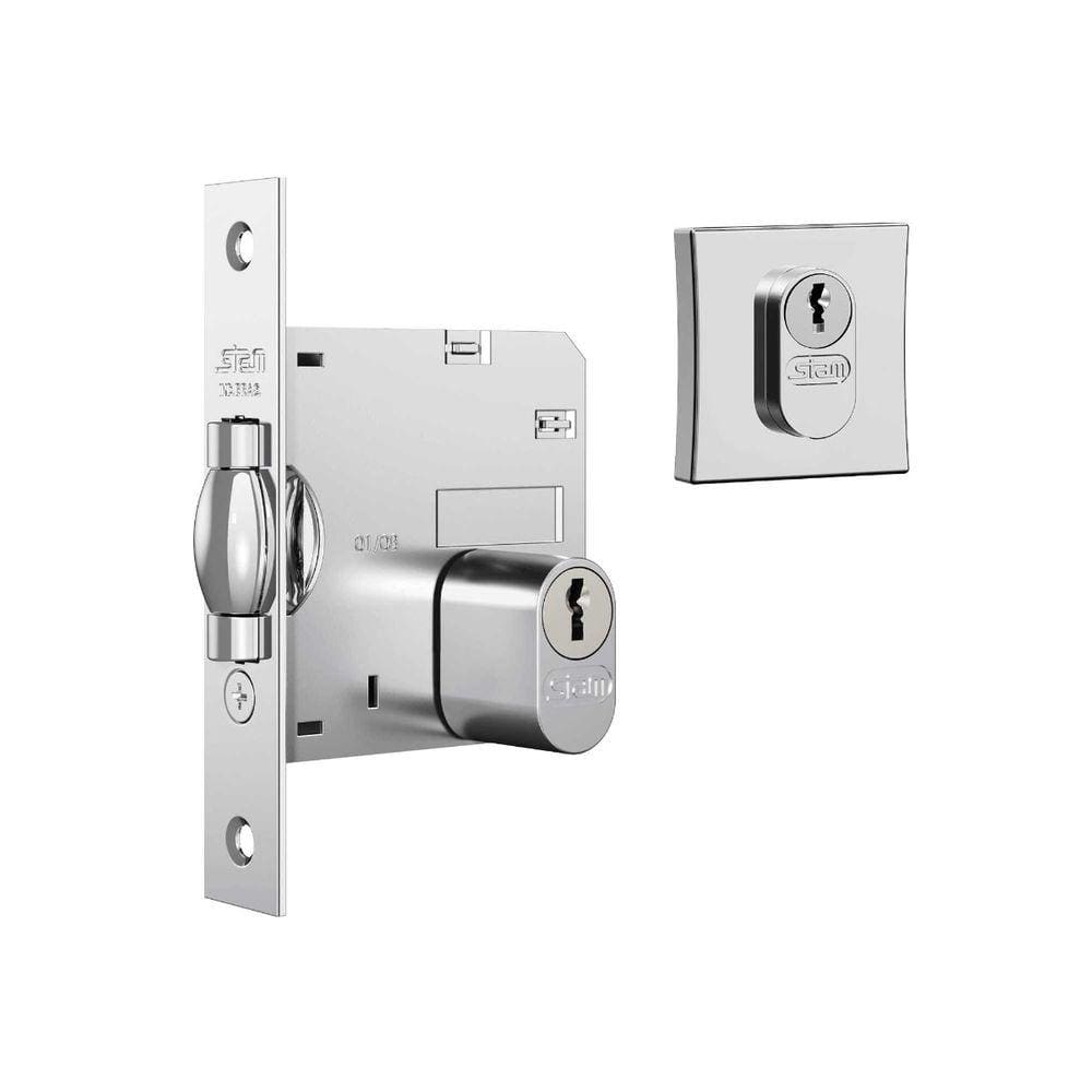Fechadura Trinco Rolete 1005 Roseta Quadrada Cromada - Stam