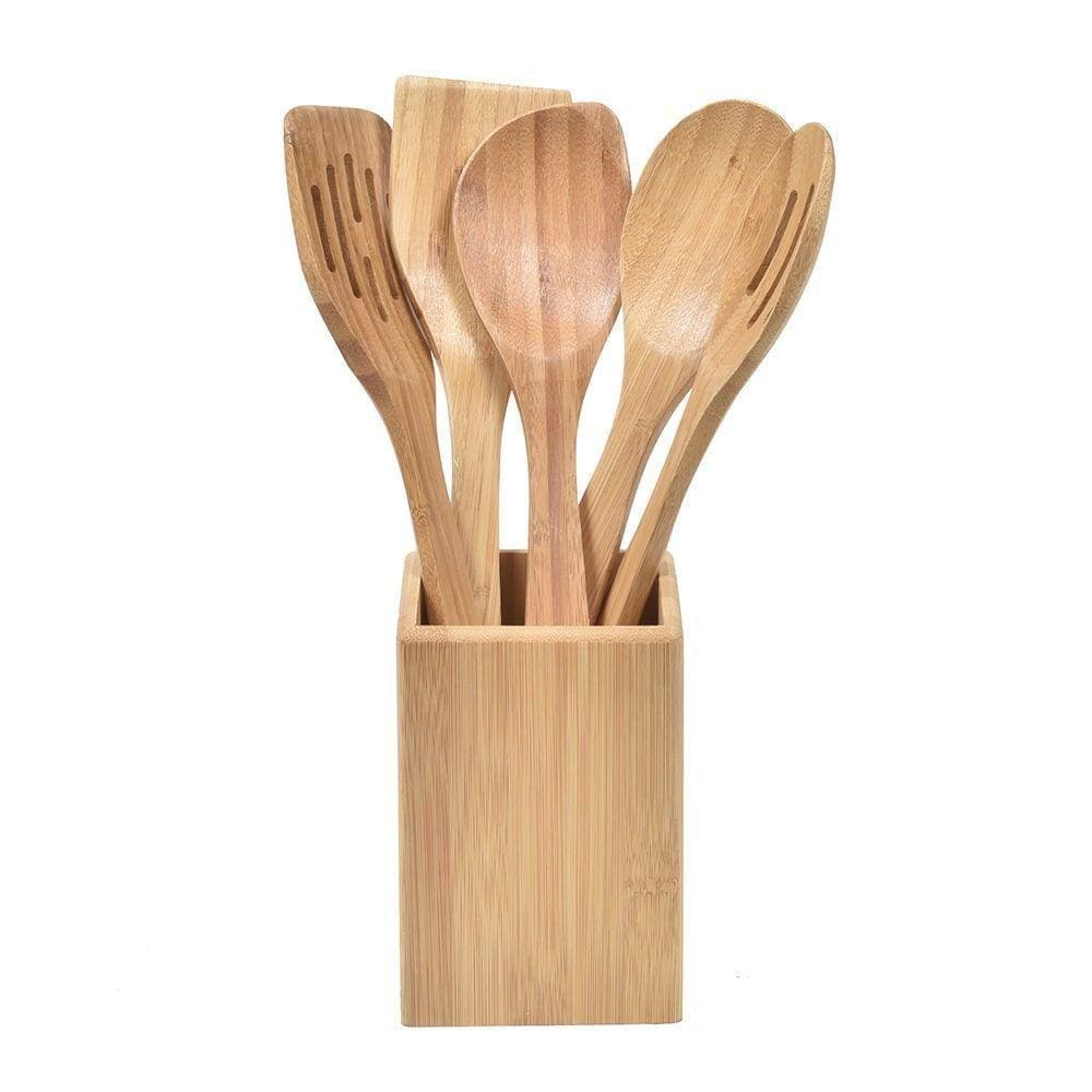 Conjunto De 5 Utensílios Em Bambu E Suporte Maxwell & Williams