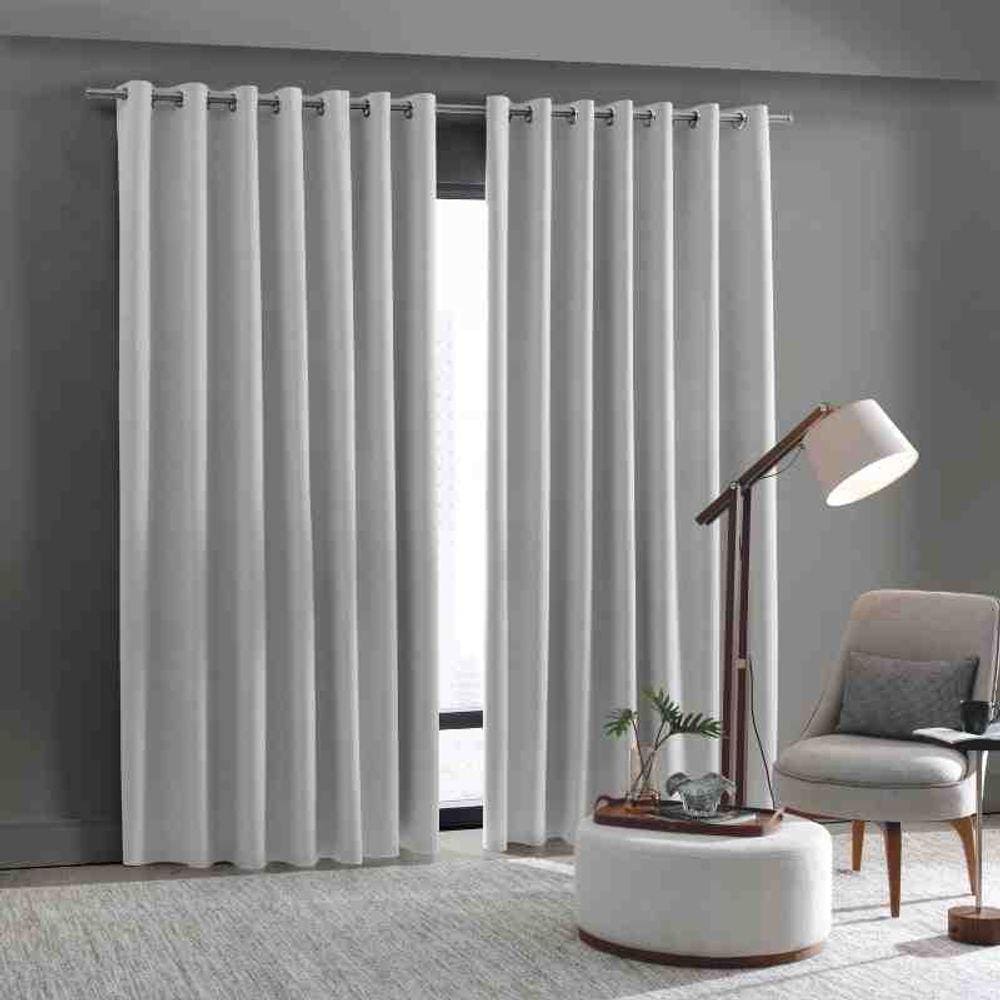 Cortina Blackout Tecido 5,40 x 2,70 Linen Cinza Bella Janela