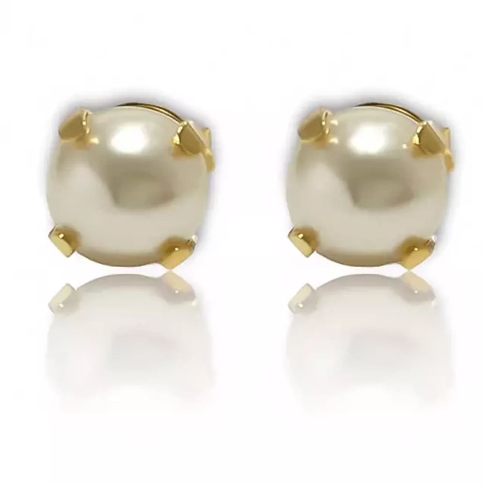 Brinco de Pérola Média Banhado a Ouro 18K