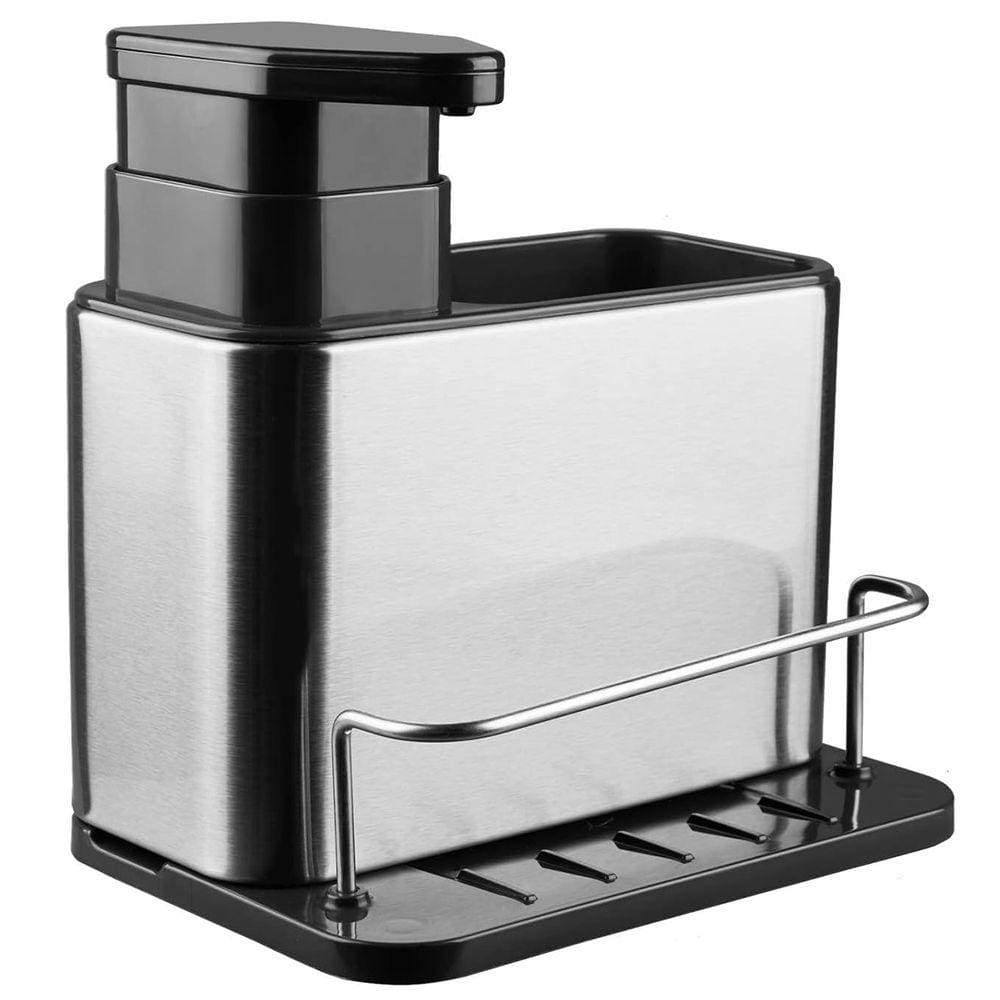 Dispenser Porta Detergente Esponja 3 Em 1 Escorredor Talher Garfo Colher Cozinha Inox Organizador Pia Balcao Bucha