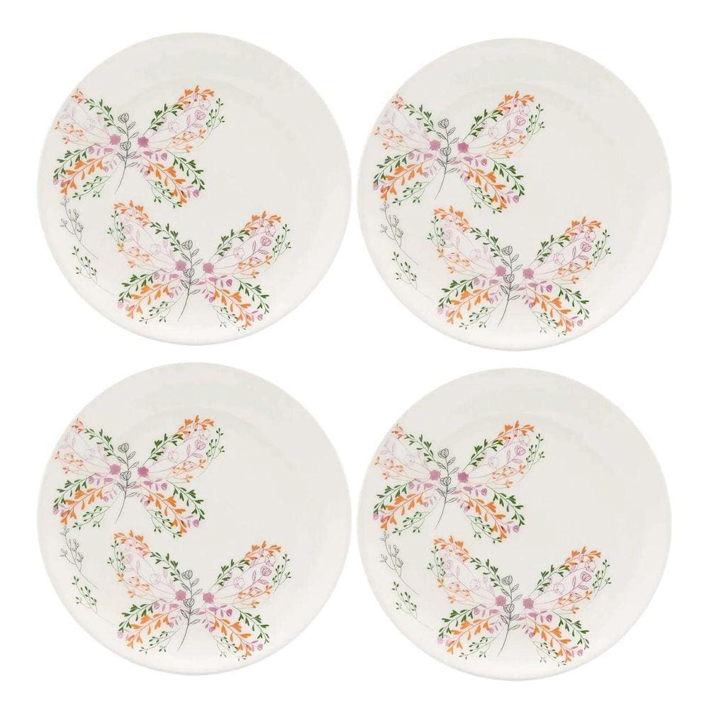 Jogo De Pratos Sobremesa Kit 4Pc Cerâmica 20Cm Oxford Jardim