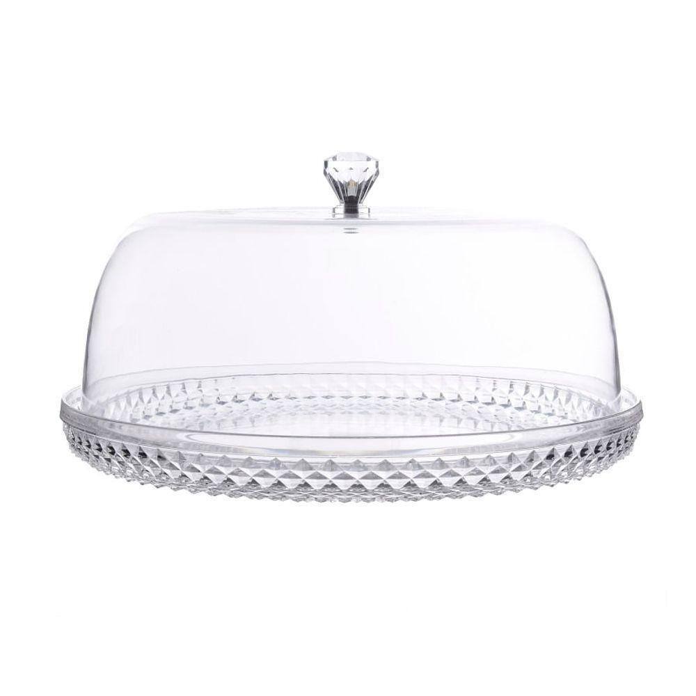Prato Para Bolo Com Tampa Em Acrílico 33cm Diamond Kenya