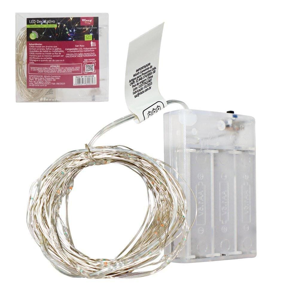 Fio De Fada Led Decoração Cordão De Luz 10 Metros - Rosa