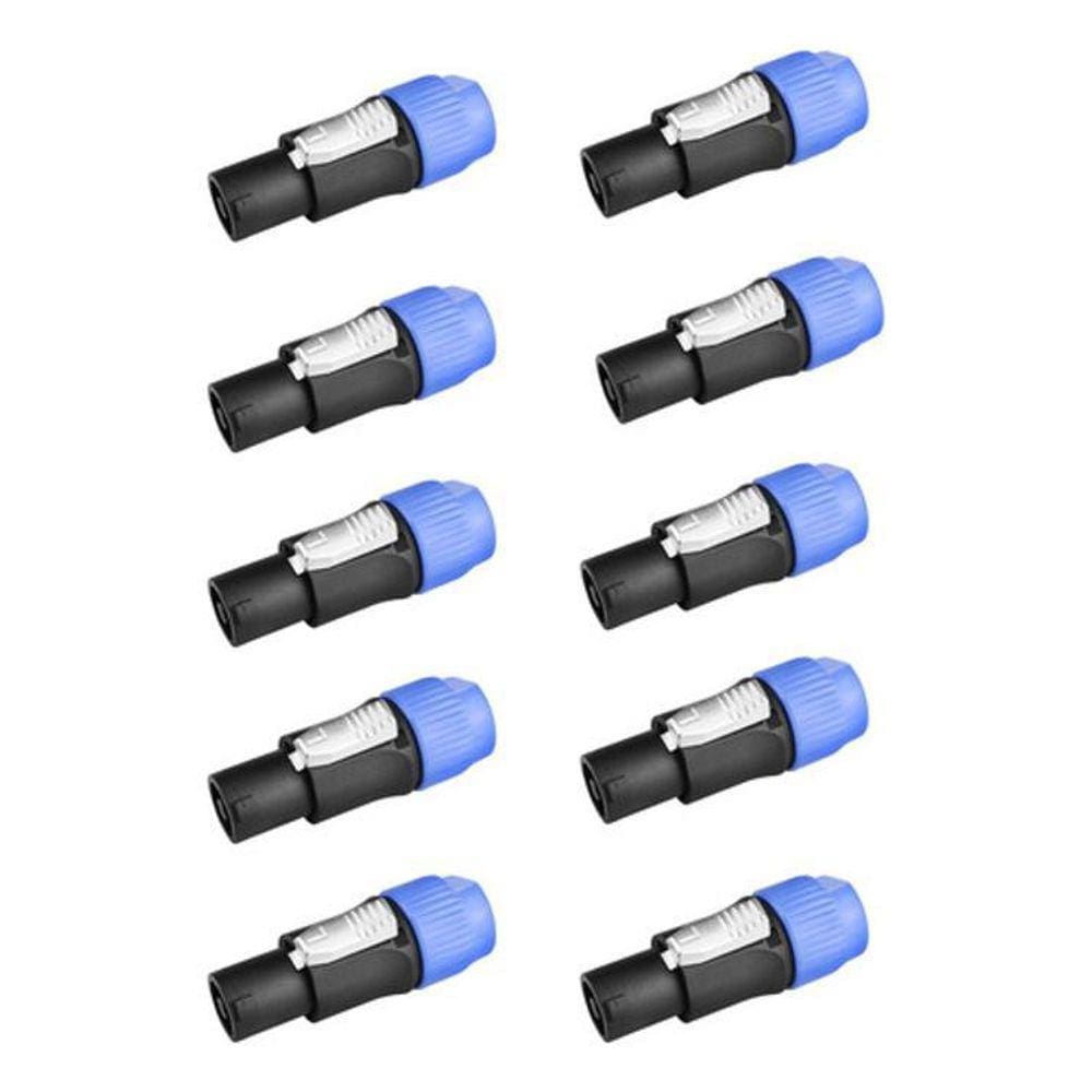 10 Conector Speakon Macho Linha 4 Vias Resistente Com Trava