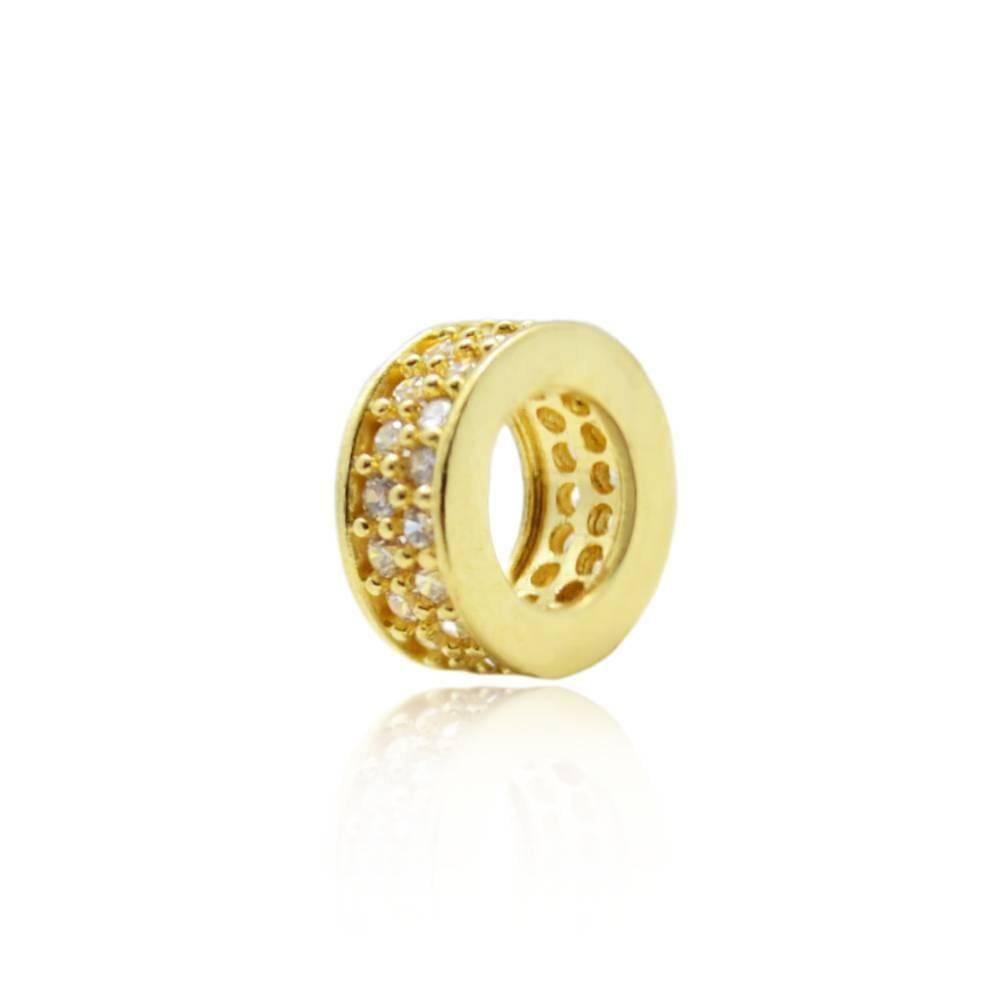 Pingente Separador Pneu 7Mm Com Zircônia Em Ouro 18K