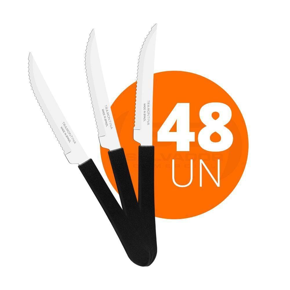 48 Facas Churrasco Leme Lâmina Inox Preto Fpbag - Tramontina