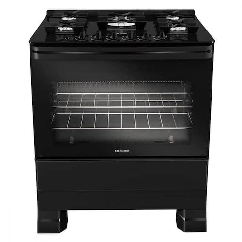imagem-Fogão Mueller 5 Bocas Com Mesa De Vidro E Grades De Ferro - Bivolt