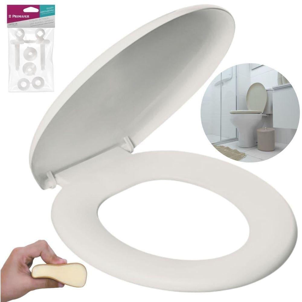 Assento Vaso Oval Almofadado + Parafusos Assento Sanitário