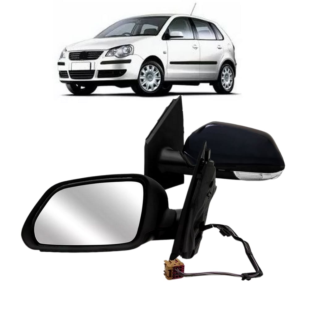 Retrovisor Elétrico Asférico Polo 1999 a 2011 Pisca Esquerdo