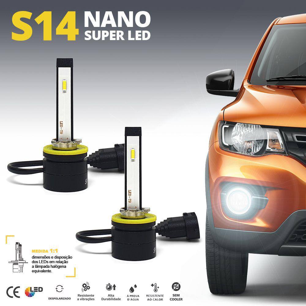 Par Lâmpadas H27 Farol Milha Prisma 2013 2014 2015 2016 Super Led Mini Nano 6000k Sem Adaptar Furar Tampa Shocklight S14