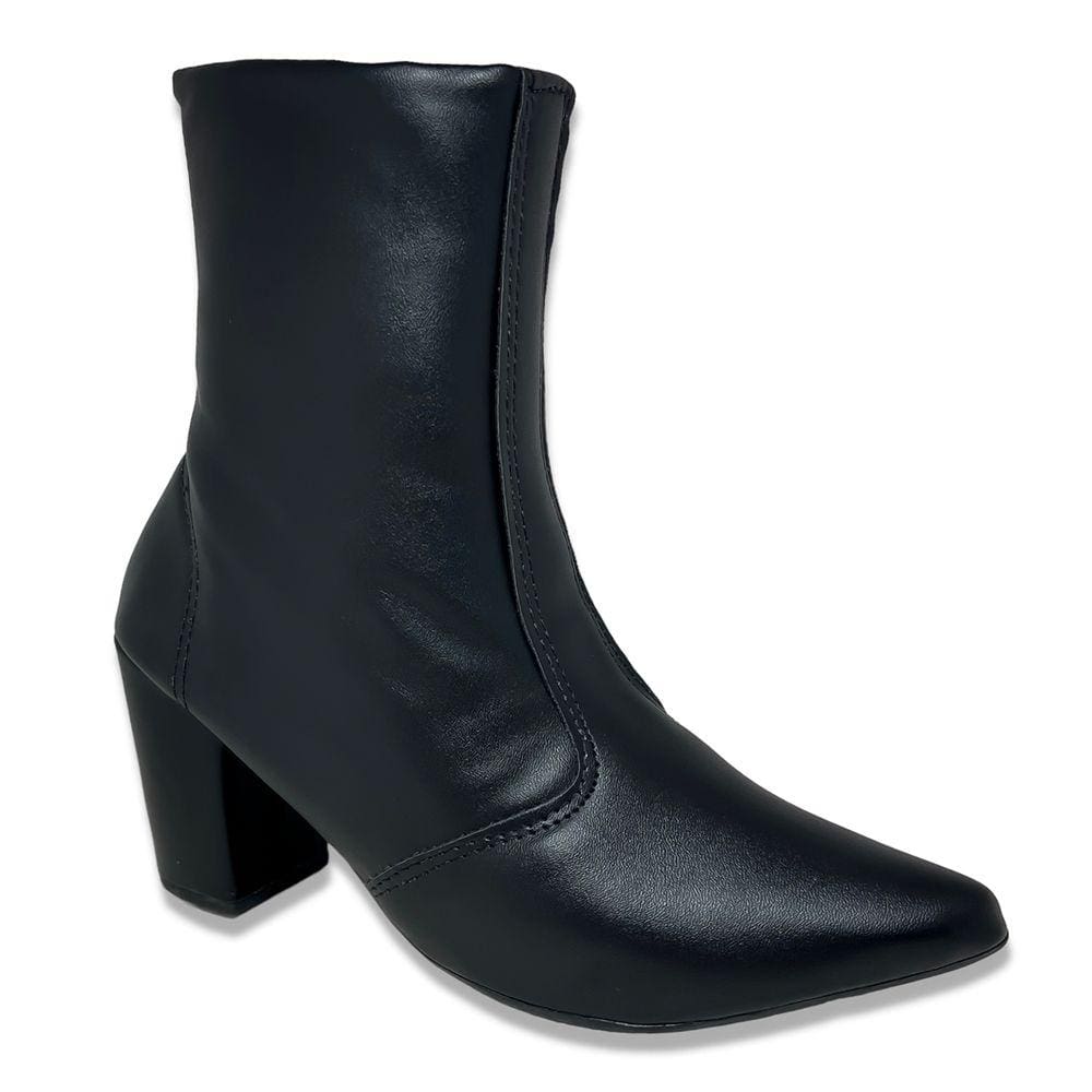 Bota Feminina Clássica Bico Fino Salto Alto Grosso Confortável