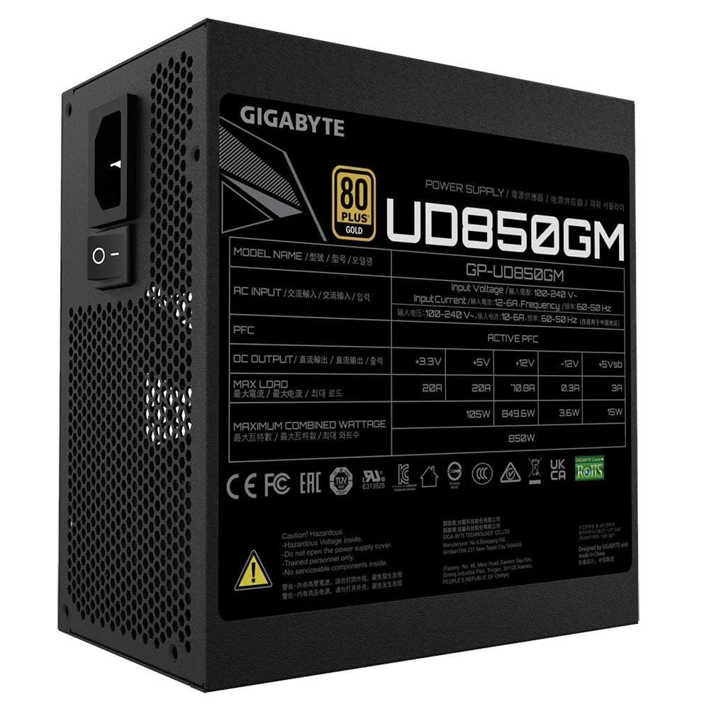 Fonte PC 850W 80 Plus Gold Gigabyte GP-UD850GM