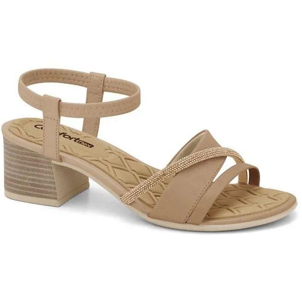 Sandalia Comfortflex Ultraconforto Fivela Saltinho Strass 2456303