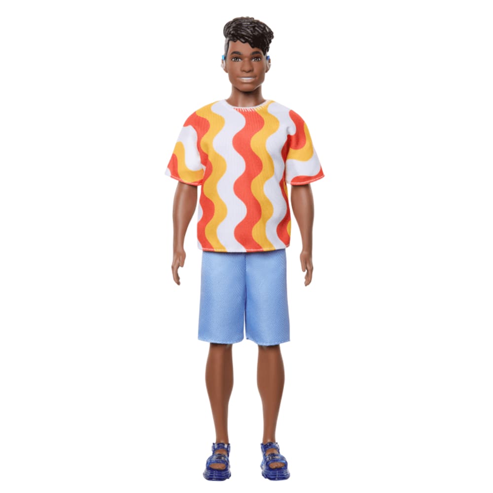Boneco - Barbie Fashionista - Ken Camiseta com Ondas e Shorts Azul MATTEL