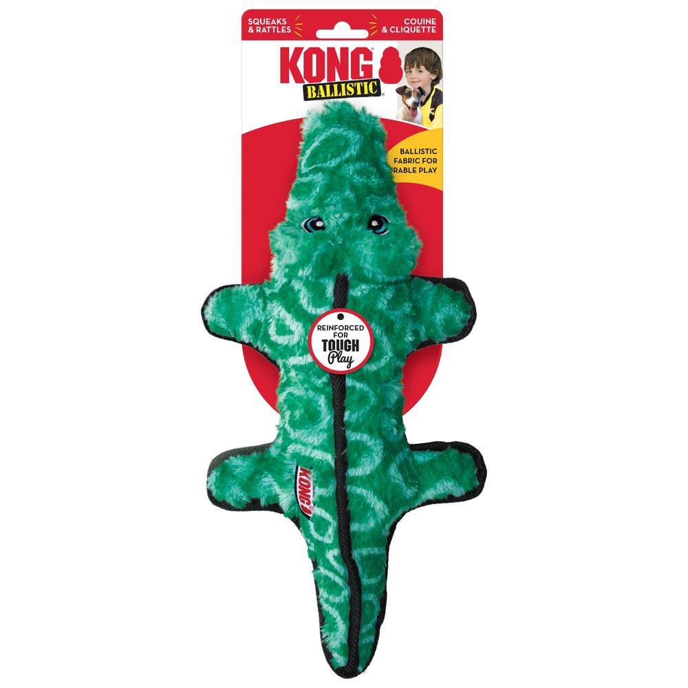 Brinquedo Kong Ballistic Jacaré Pelúcia Reforçada Para Cachorro de Porte Médio e Grande