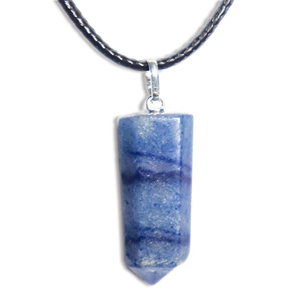 Pingente Pontinha Pedra Quartzo Azul Presilha Pino PRATA 950