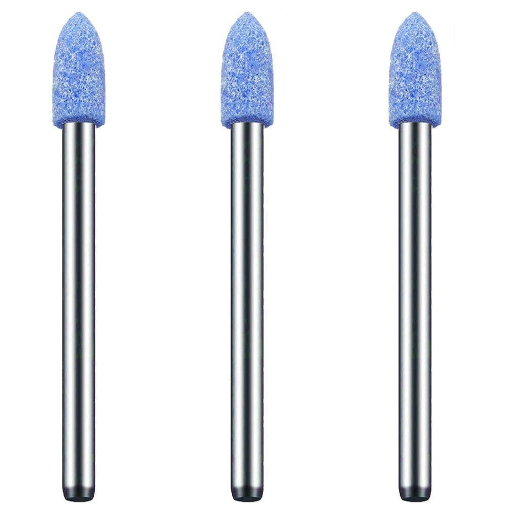 Kit 3 Ponta Montada 4Mm Azul Bala Haste 3Mm Micro Retífica