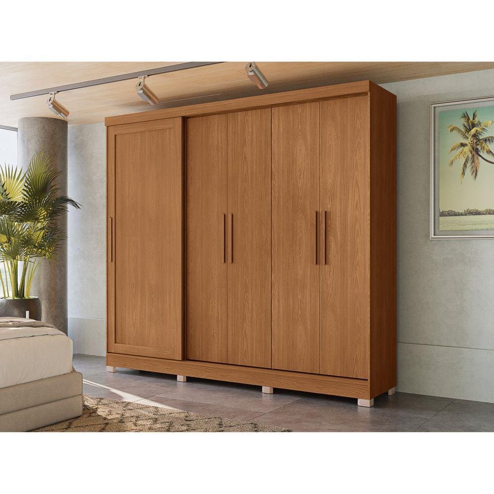 Guarda-roupa 5 Portas e 4 Gavetas com Pés Canela