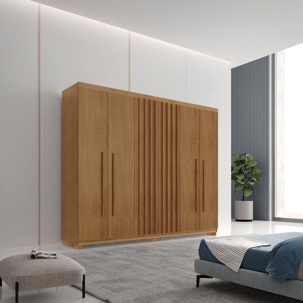 Guarda-roupa 6 Portas com Pés Logan Naturale