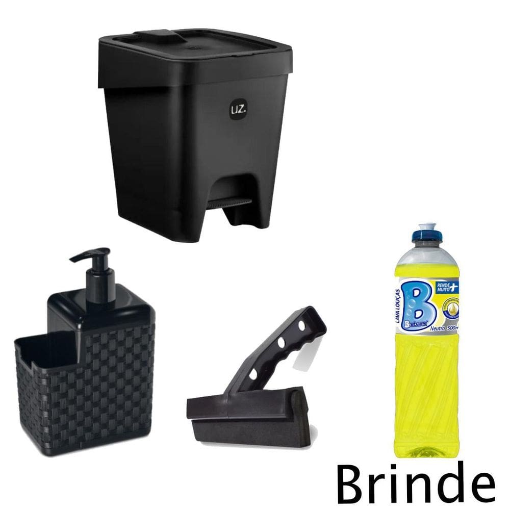 Conjunto Lixeira 8L E Dispenser + Detergente