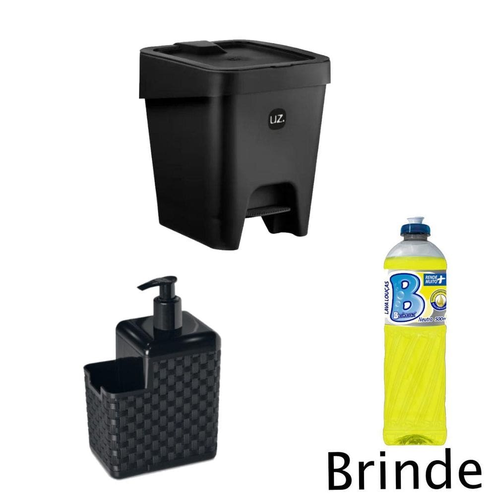 Conjunto Lixeira 8L E Dispenser +  Detergente