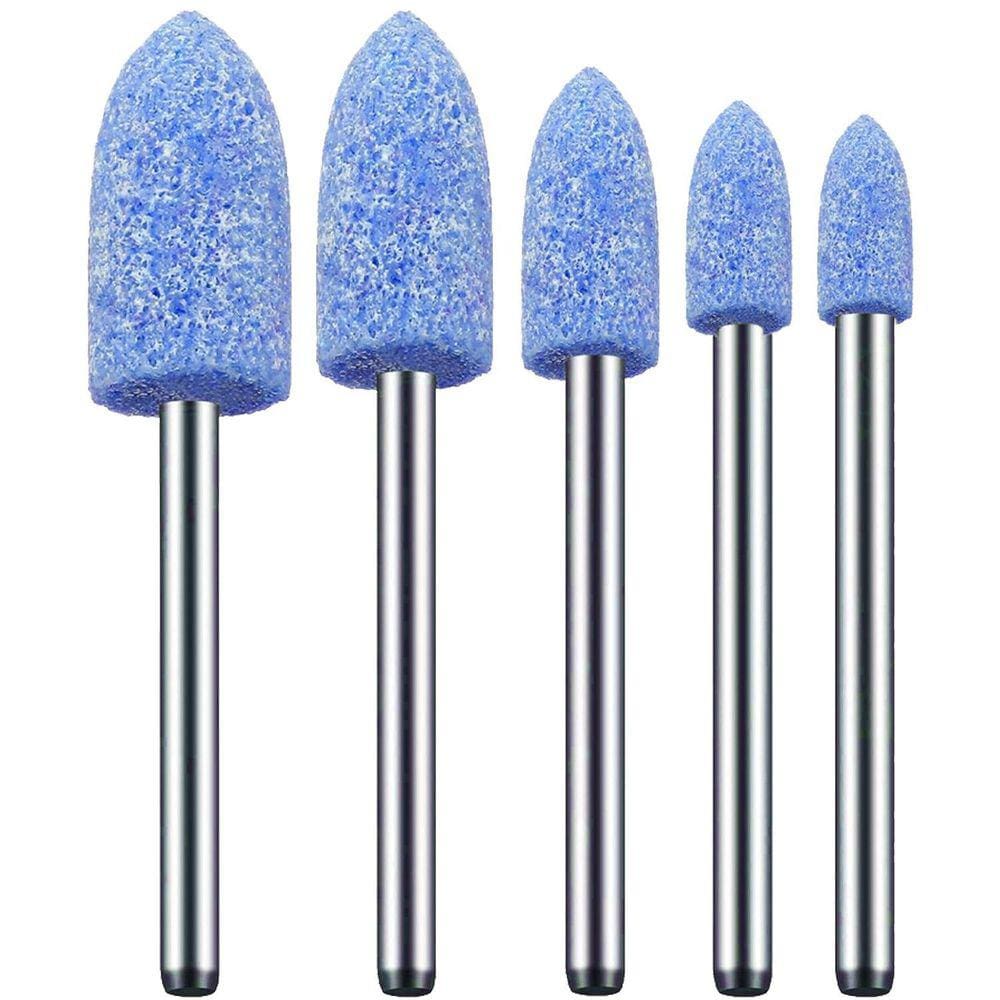 Kit 5 Ponta Montada 4 A 10Mm Cônica Haste 3Mm Rebolo Azul