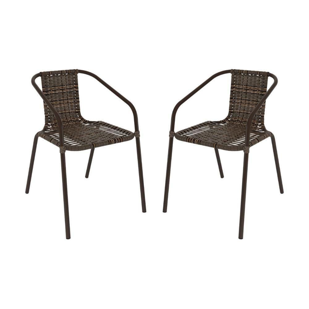 Kit 2 Cadeiras De Jardim Junco Sintético Multimóveis Cr8006 Café Mesclado