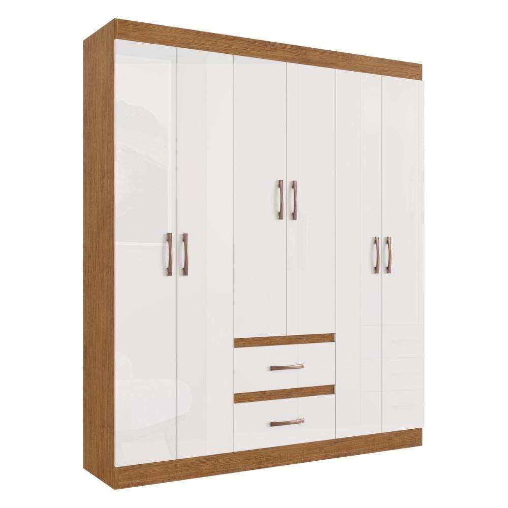 Guarda-roupas Solteiro 6 Portas E 2 Gavetas Multimóveis Cr35210 Off White-nogueira