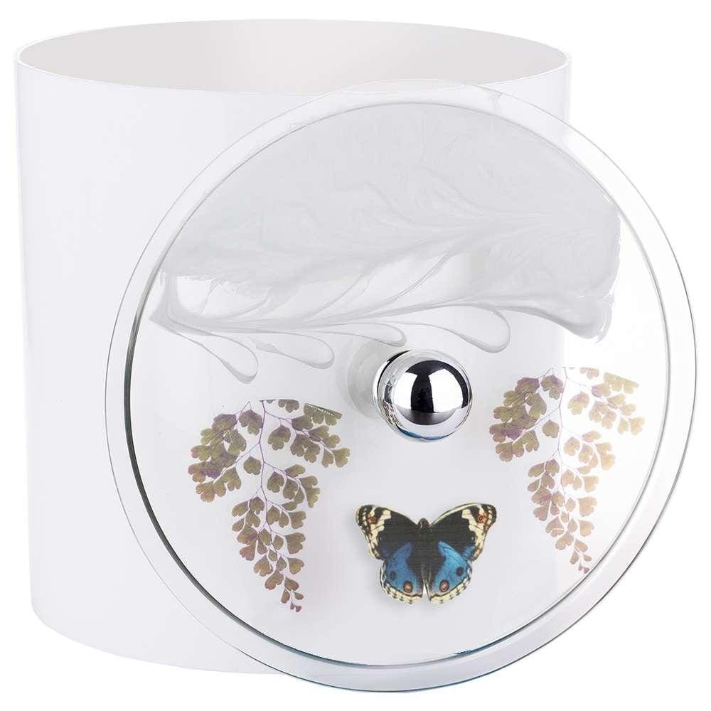 Lixeira Decorada Branca com Borboleta Azul