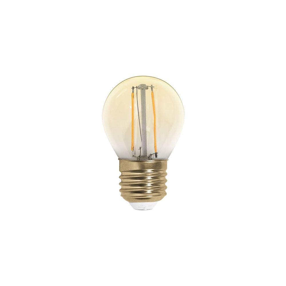 Lâmpada Led Bolinha G45 Filamento 2W Bivolt E27 2200K Luz Quente Decoração