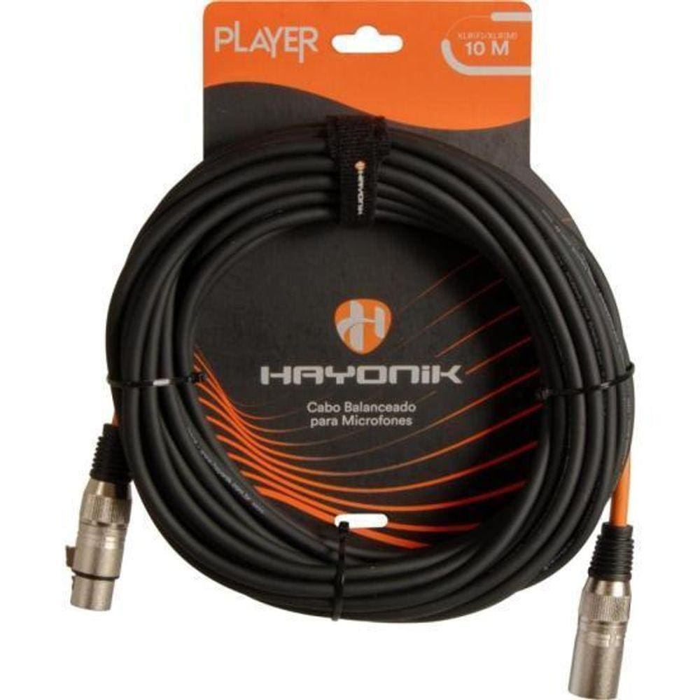 Cabo Para Microfone Player Xlr F X Xlr M 10M Preto Hayonik