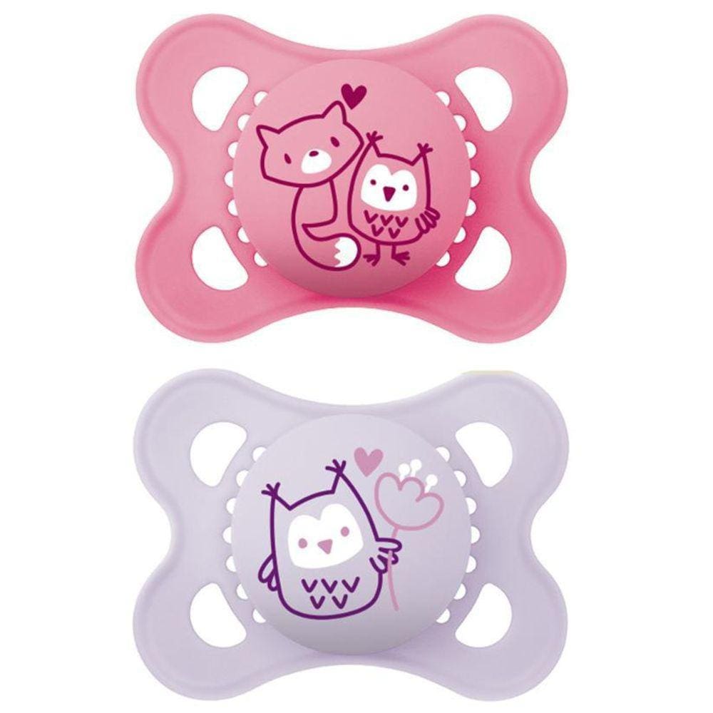 Chupeta Borracha Natural 0-6 Meses - Emb. Dupla Rosa - Mam