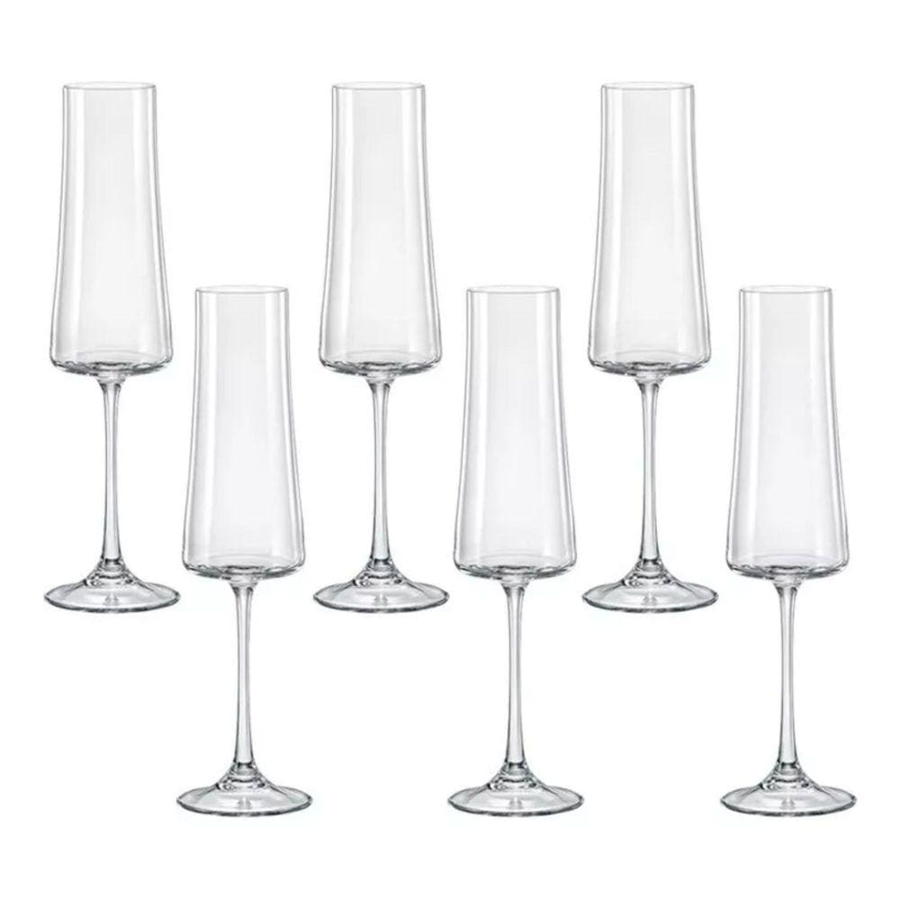 Jogo de 6 Taças para Champanhe em Cristal Ecológico Xtra 210ml - Bohemia