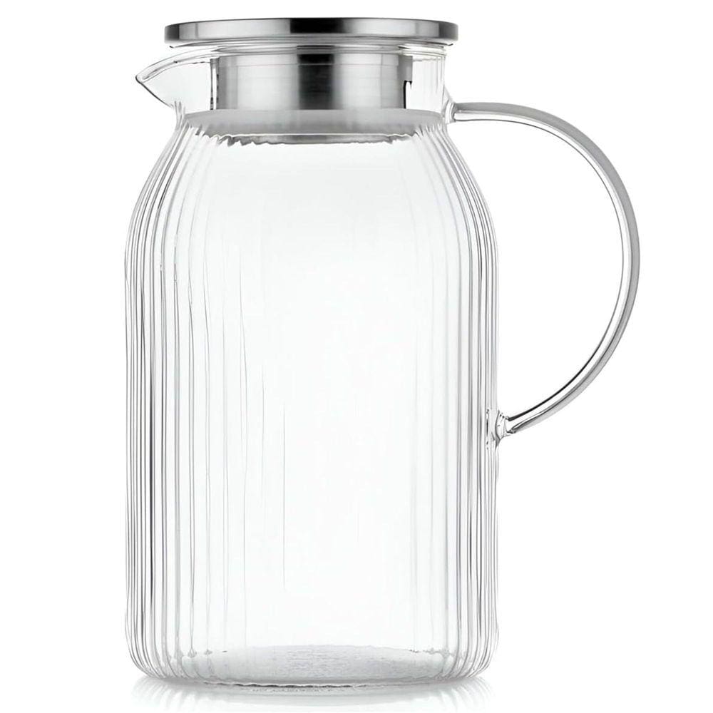 Jarra Twinkle de Vidro Borosilicato Canelado com Tampa em Aço Inox 1,5L - Fracalanza
