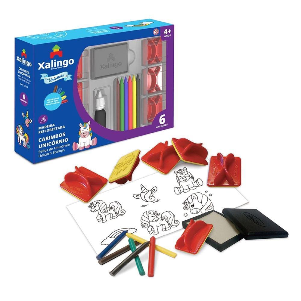 Carimbo Almofada Desenho Unicornio Com Giz De Cera Colorir