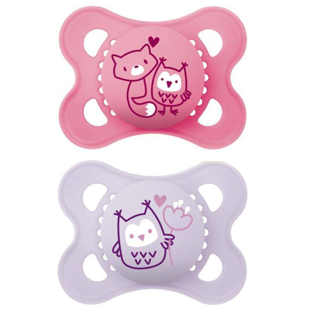 Chupeta Borracha Natural 0-6 Meses - Emb. Dupla Rosa - Mam