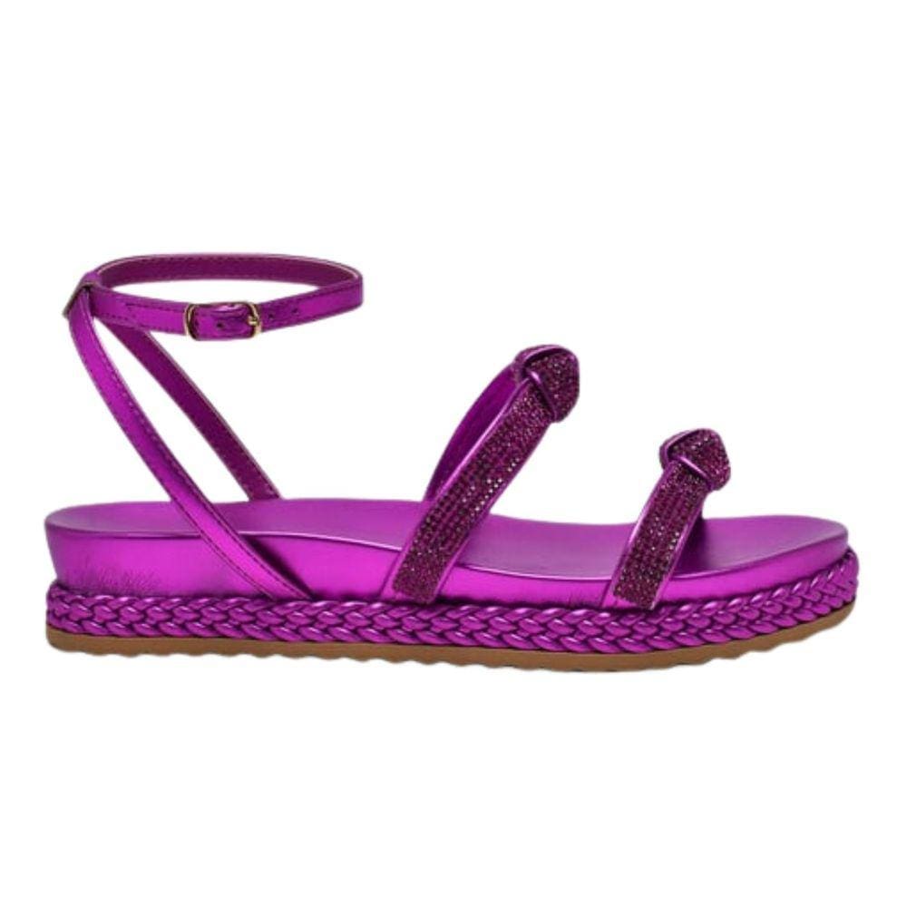 Sandália Via Marte Rasteira Feminina Strass Pink