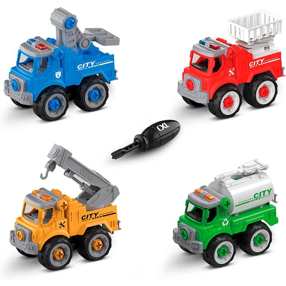 Kit 4 Carrinhos de Construção com Ferramentas Colorido CXL900-103A - Dorémi