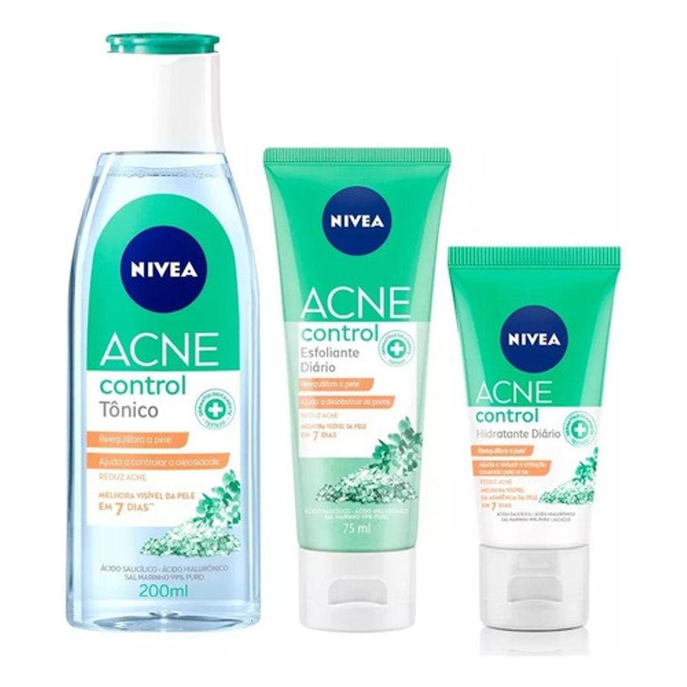 Kit Nivea Acne Control Hidratante + Tônico + Esfoliante
