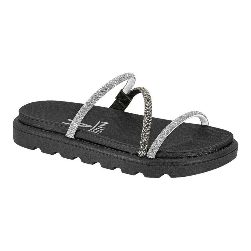 Papete Feminina Vizzano Preto Pedraria Tamanco Casual