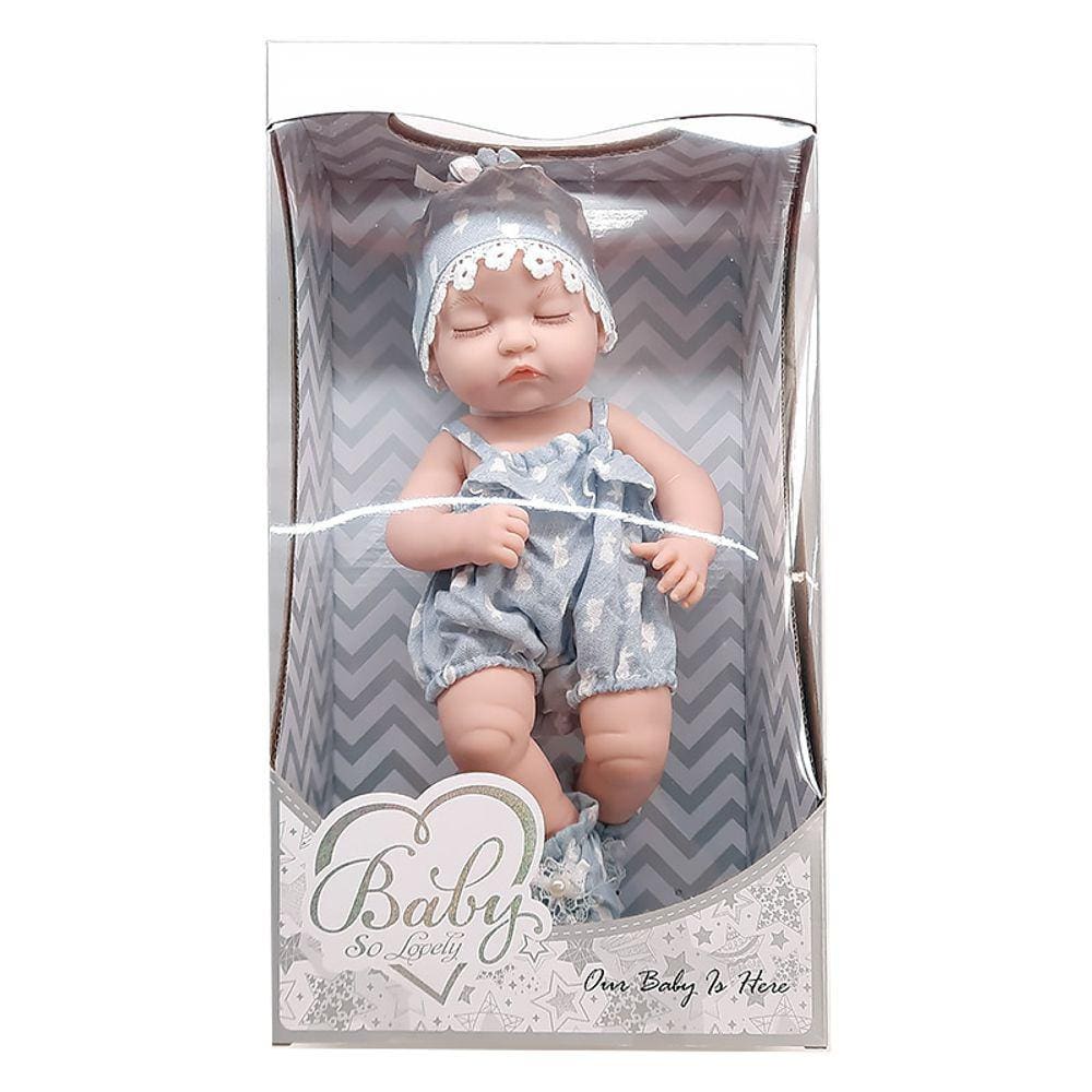 Boneca Bebê Realista Baby So Lovely Média 32cm com Roupa Azul 210-5 - Dorémi