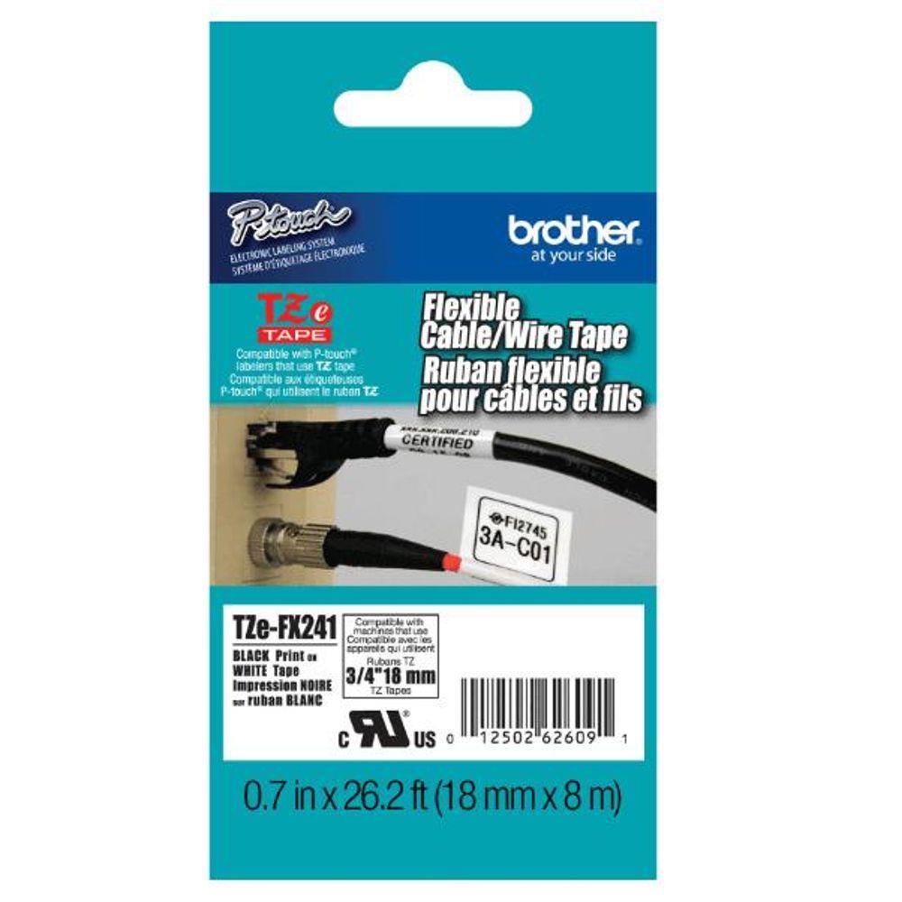 Fita Brother TZE-FX241 (TZ-FX241) 18mm Preto/Branco