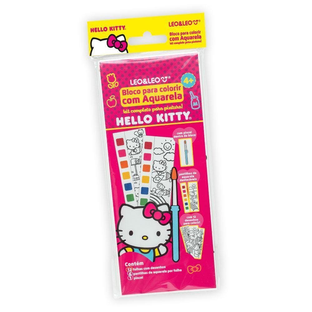 Bloco Para Colorir Com Aquarela E Pincel Hello Kitty Leo&Leo