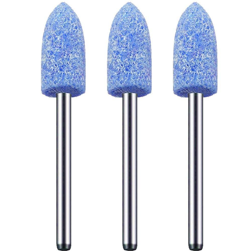 Kit 3 Ponta Montada 8Mm Azul Bala Haste 3Mm Micro Retífica